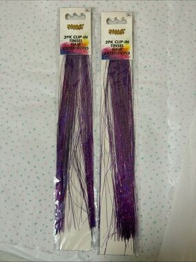 Spirit Purple Metallic Clip-In Tinsel Hair Extensions - set of 2 with pack of 2